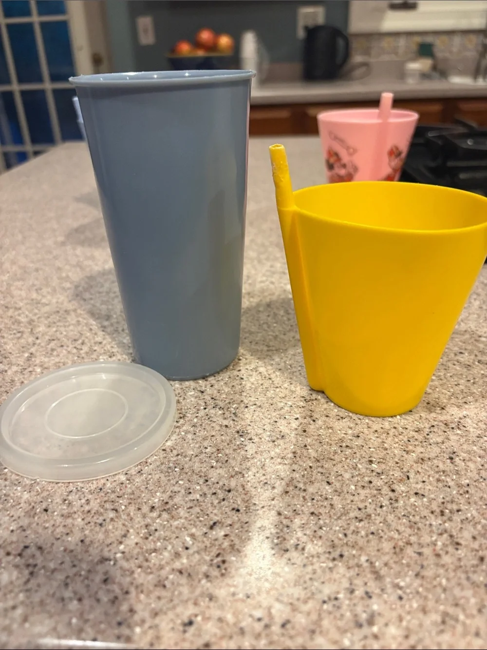 Vintage 1970s Disney Parade Plastic Cups - Blue & Pink w design